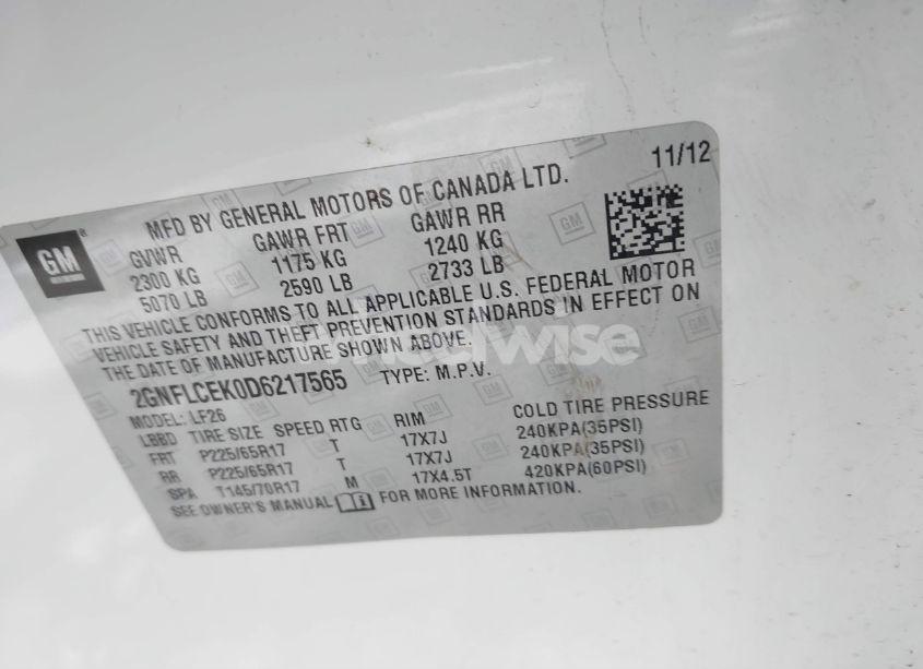 Photo 9 of 2013 Chevrolet Equinox LS (VIN 2GNFLCEK0D6217565)