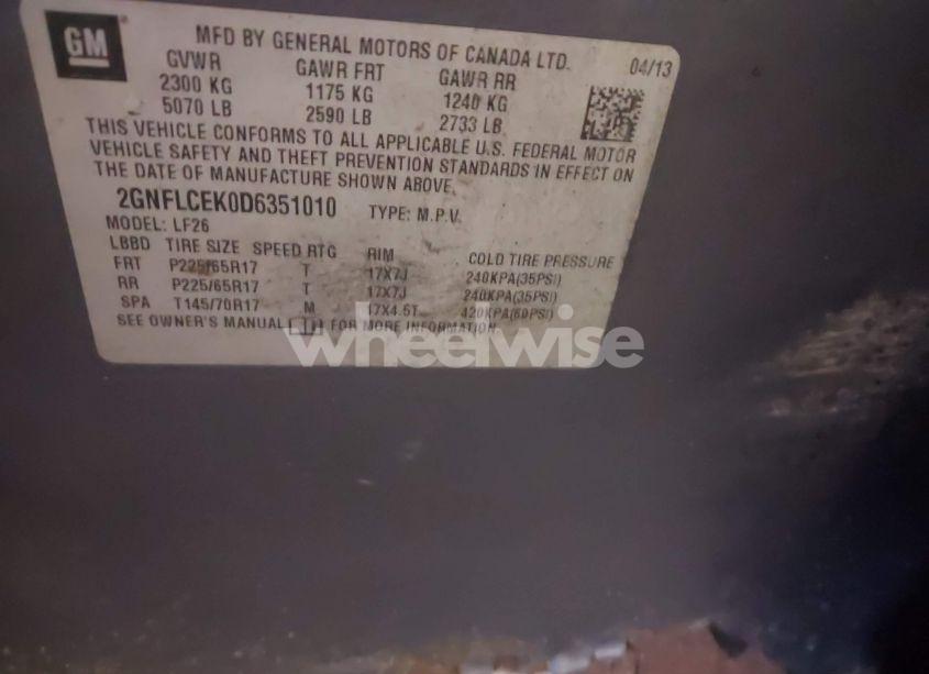 Photo 9 of 2013 Chevrolet Equinox LS (VIN 2GNFLCEK0D6351010)