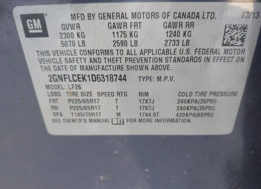 Photo 9 of 2013 Chevrolet Equinox LS (VIN 2GNFLCEK1D6318744)