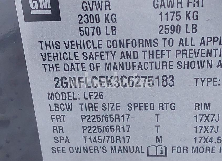 Photo 9 of 2012 Chevrolet Equinox LS (VIN 2GNFLCEK3C6275183)