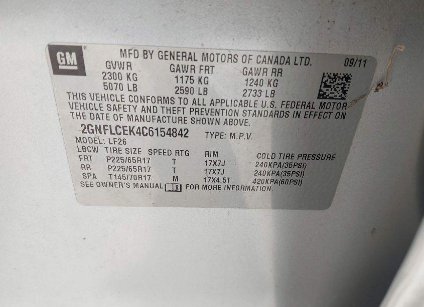 Photo 9 of 2012 Chevrolet Equinox LS (VIN 2GNFLCEK4C6154842)