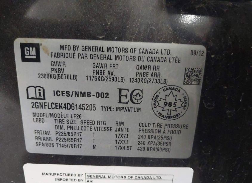 Photo 9 of 2013 Chevrolet Equinox LS (VIN 2GNFLCEK4D6145205)