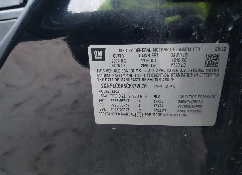 Photo 9 of 2012 Chevrolet Equinox LS (VIN 2GNFLCEK5C6372076)