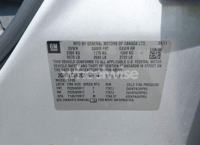 Photo 9 of 2012 Chevrolet Equinox LS (VIN 2GNFLCEK7C6150834)