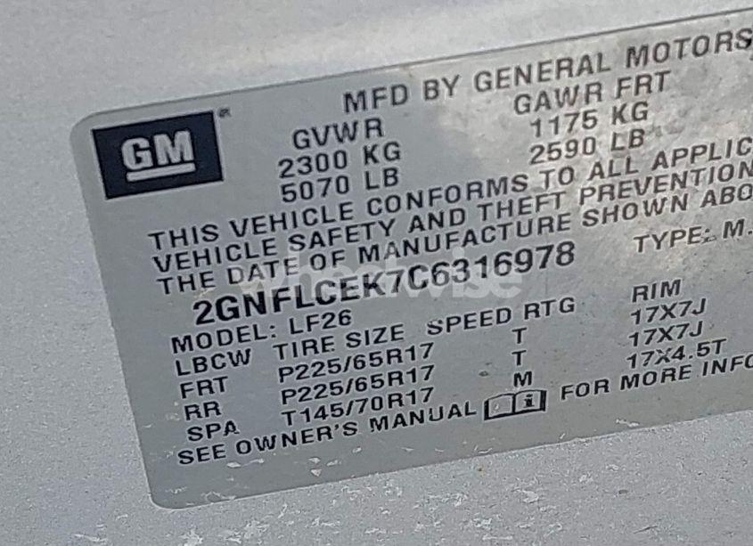 Photo 9 of 2012 Chevrolet Equinox LS (VIN 2GNFLCEK7C6316978)