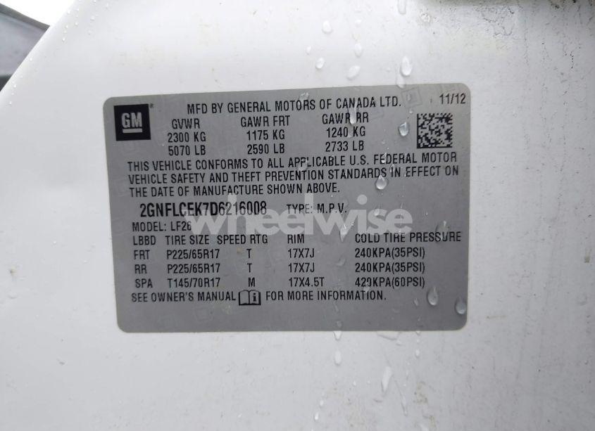 Photo 9 of 2013 Chevrolet Equinox LS (VIN 2GNFLCEK7D6216008)