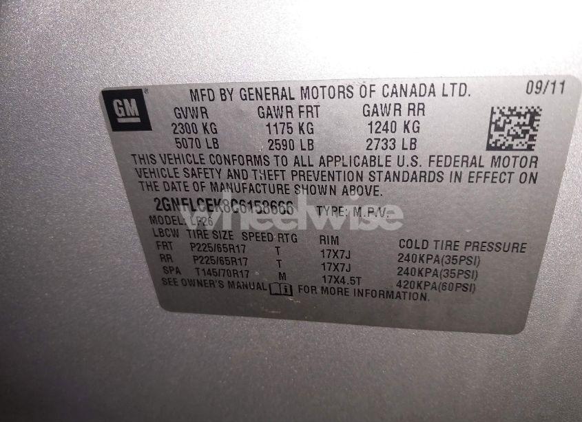 Photo 9 of 2012 Chevrolet Equinox LS (VIN 2GNFLCEK8C6158666)