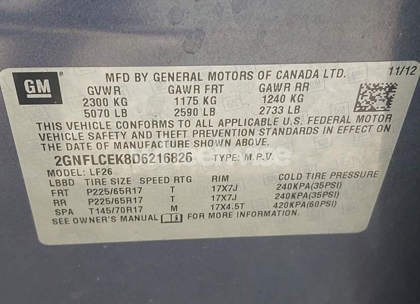 Photo 9 of 2013 Chevrolet Equinox LS (VIN 2GNFLCEK8D6216826)