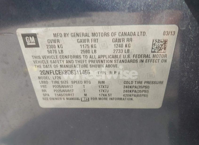 Photo 9 of 2013 Chevrolet Equinox LS (VIN 2GNFLCEK8D6311466)