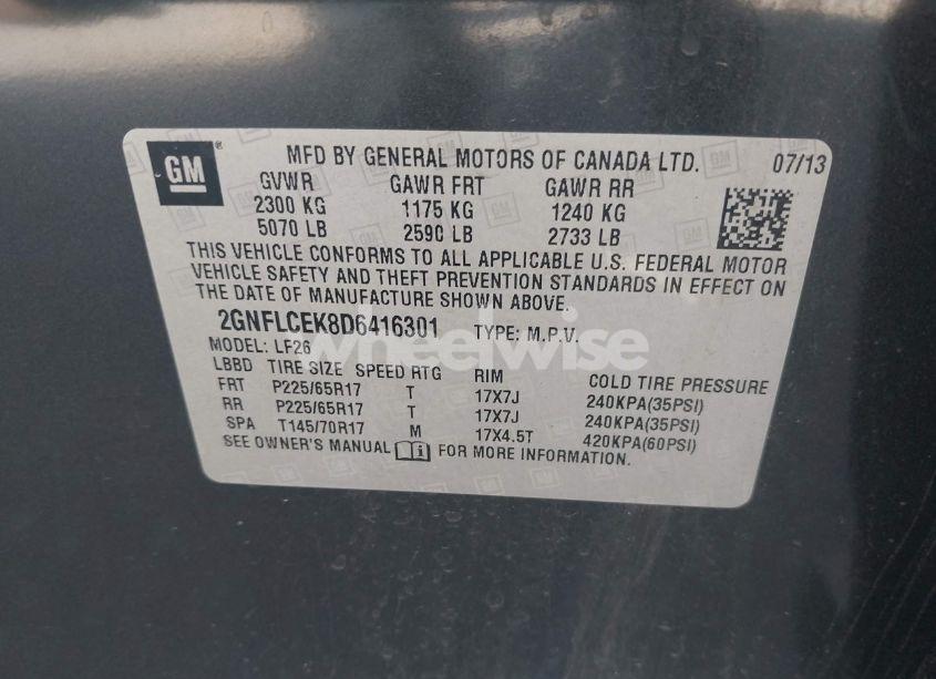 Photo 9 of 2013 Chevrolet Equinox LS (VIN 2GNFLCEK8D6416301)