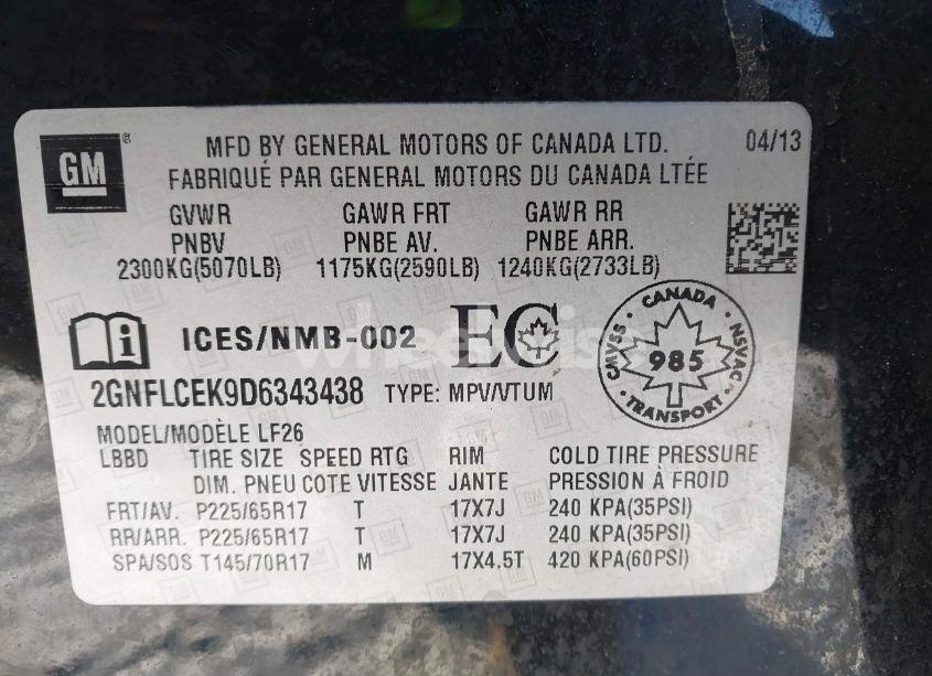 Photo 9 of 2013 Chevrolet Equinox LS (VIN 2GNFLCEK9D6343438)