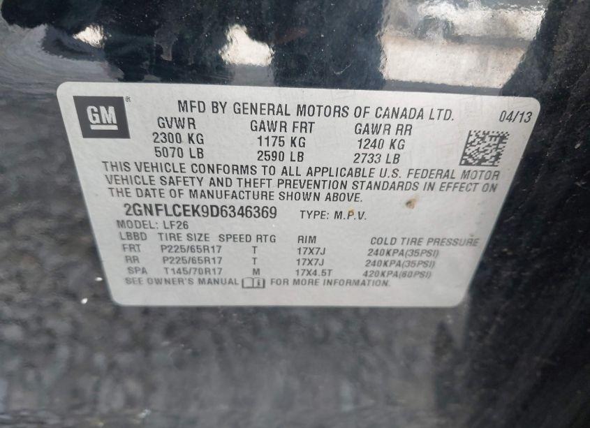 Photo 9 of 2013 Chevrolet Equinox LS (VIN 2GNFLCEK9D6346369)