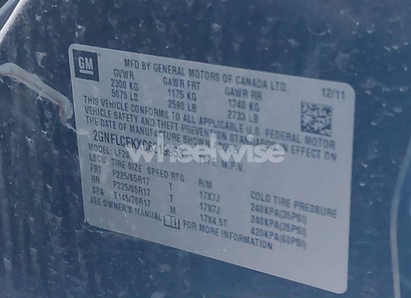 Photo 9 of 2012 Chevrolet Equinox LS (VIN 2GNFLCEKXC6219953)