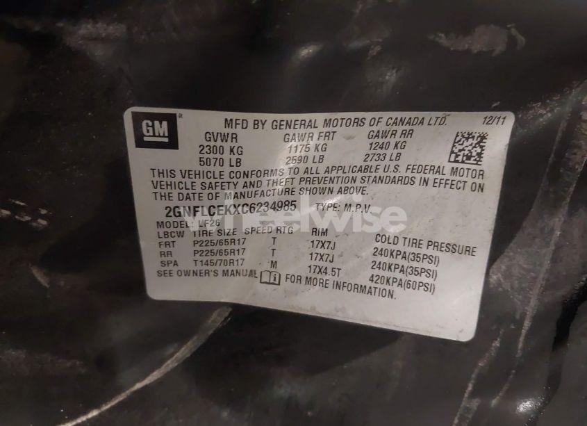 Photo 9 of 2012 Chevrolet Equinox LS (VIN 2GNFLCEKXC6234985)