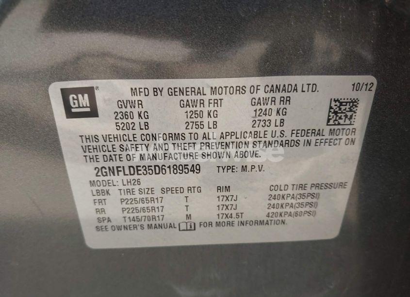 Photo 9 of 2013 Chevrolet Equinox 1LT (VIN 2GNFLDE35D6189549)