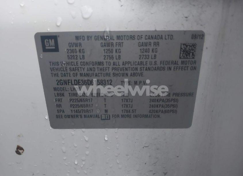 Photo 9 of 2013 Chevrolet Equinox 1LT (VIN 2GNFLDE36D6158312)