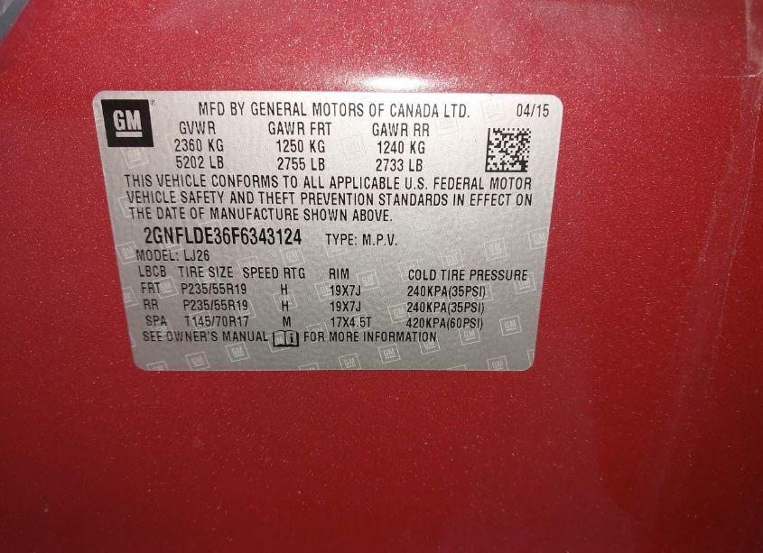 Photo 9 of 2015 Chevrolet Equinox LTZ (VIN 2GNFLDE36F6343124)