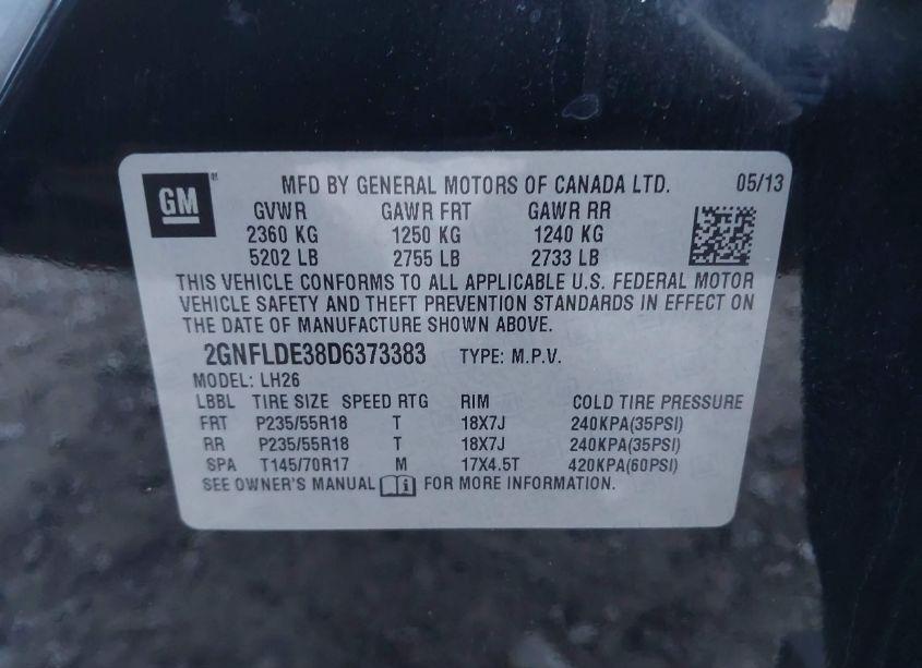 Photo 9 of 2013 Chevrolet Equinox 1LT (VIN 2GNFLDE38D6373383)