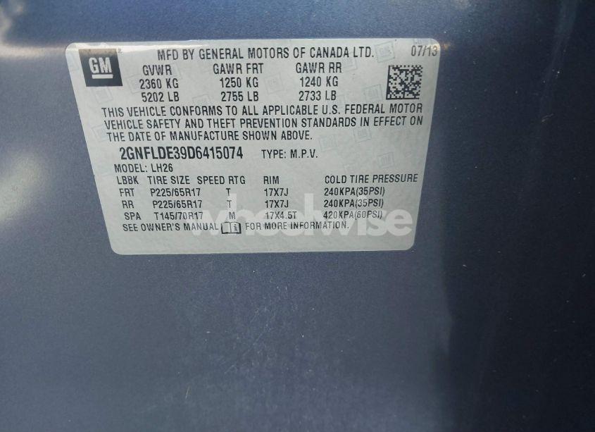 Photo 9 of 2013 Chevrolet Equinox 1LT (VIN 2GNFLDE39D6415074)