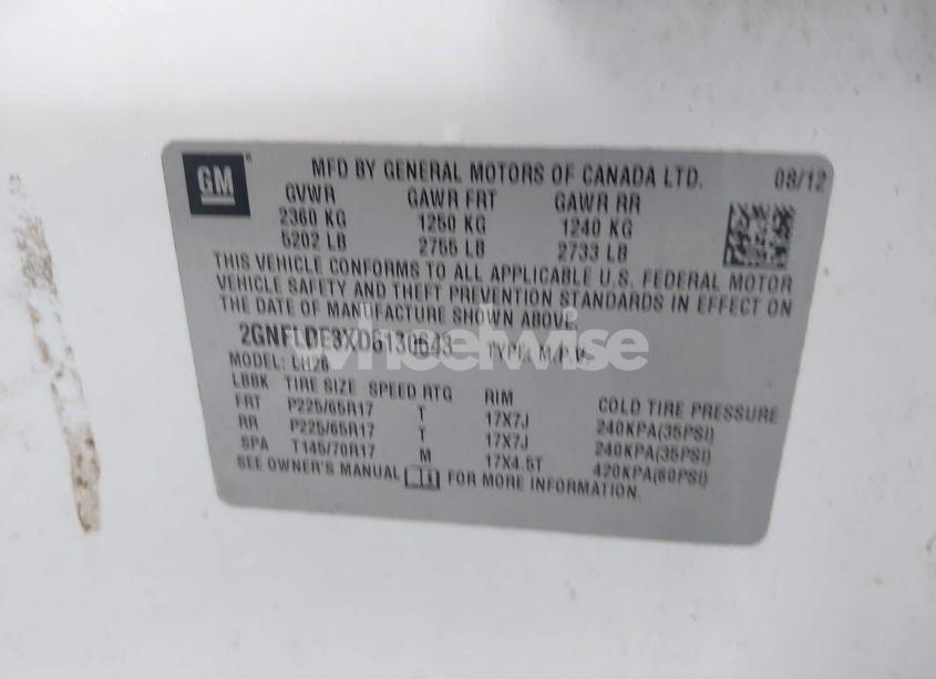 Photo 9 of 2013 Chevrolet Equinox 1LT (VIN 2GNFLDE3XD6130643)