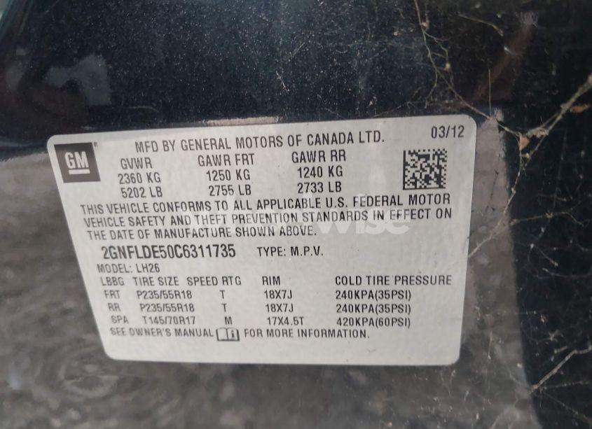 Photo 9 of 2012 Chevrolet Equinox 1LT (VIN 2GNFLDE50C6311735)