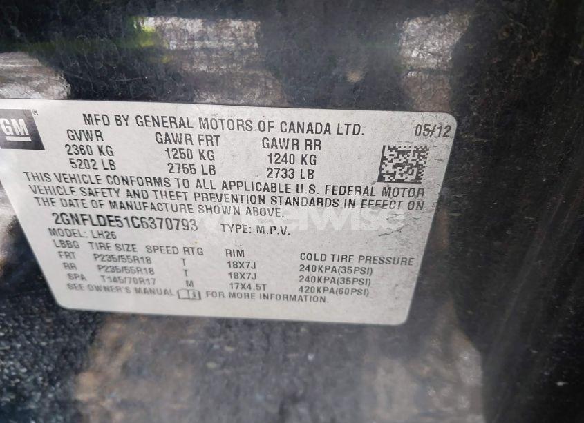 Photo 9 of 2012 Chevrolet Equinox 1LT (VIN 2GNFLDE51C6370793)