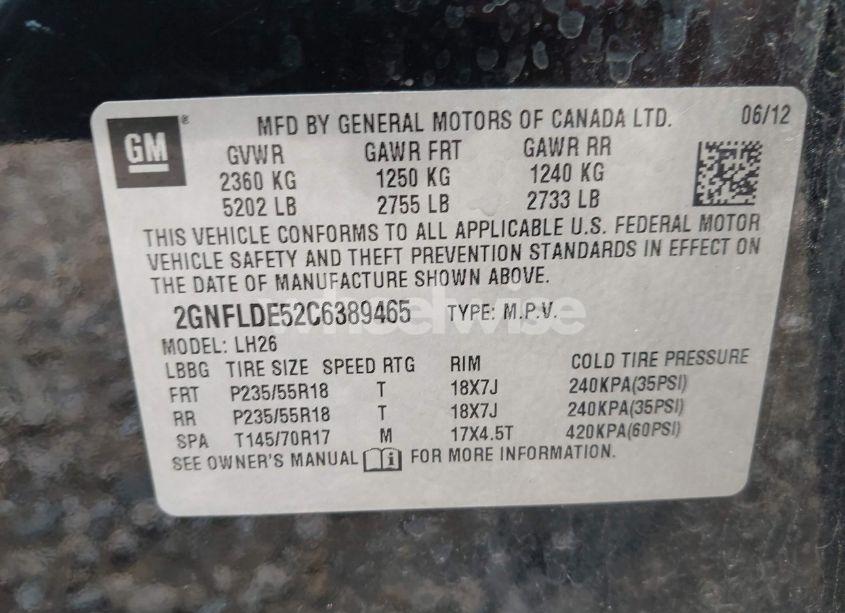 Photo 9 of 2012 Chevrolet Equinox 1LT (VIN 2GNFLDE52C6389465)