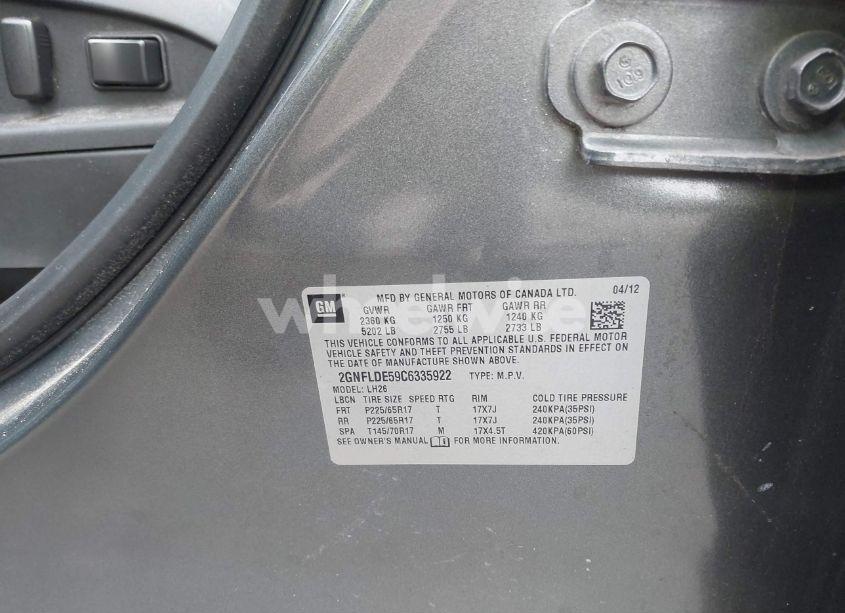 Photo 9 of 2012 Chevrolet Equinox 1LT (VIN 2GNFLDE59C6335922)