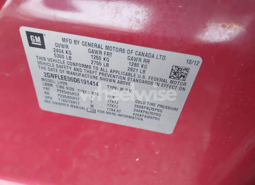 Photo 9 of 2013 Chevrolet Equinox 1LT (VIN 2GNFLEE36D6191414)