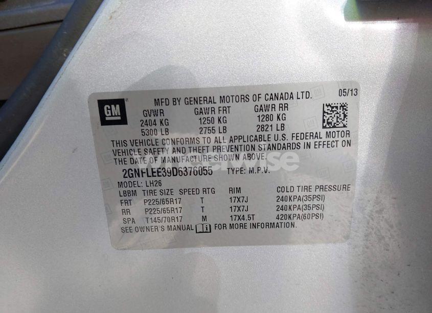 Photo 9 of 2013 Chevrolet Equinox 1LT (VIN 2GNFLEE39D6376055)