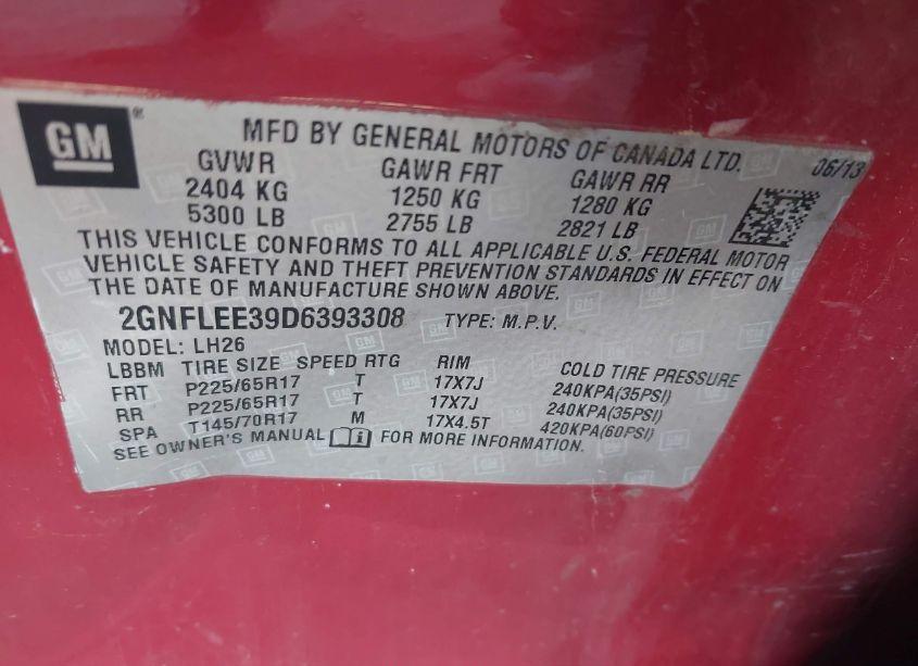 Photo 9 of 2013 Chevrolet Equinox 1LT (VIN 2GNFLEE39D6393308)