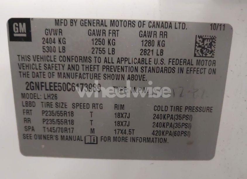 Photo 9 of 2012 Chevrolet Equinox 1LT (VIN 2GNFLEE50C6173989)