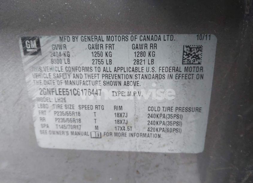 Photo 9 of 2012 Chevrolet Equinox 1LT (VIN 2GNFLEE51C6176447)