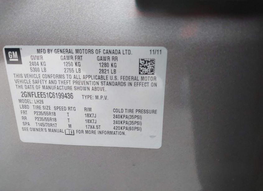 Photo 9 of 2012 Chevrolet Equinox 1LT (VIN 2GNFLEE51C6199436)