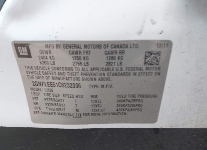 Photo 9 of 2012 Chevrolet Equinox 1LT (VIN 2GNFLEE51C6232306)