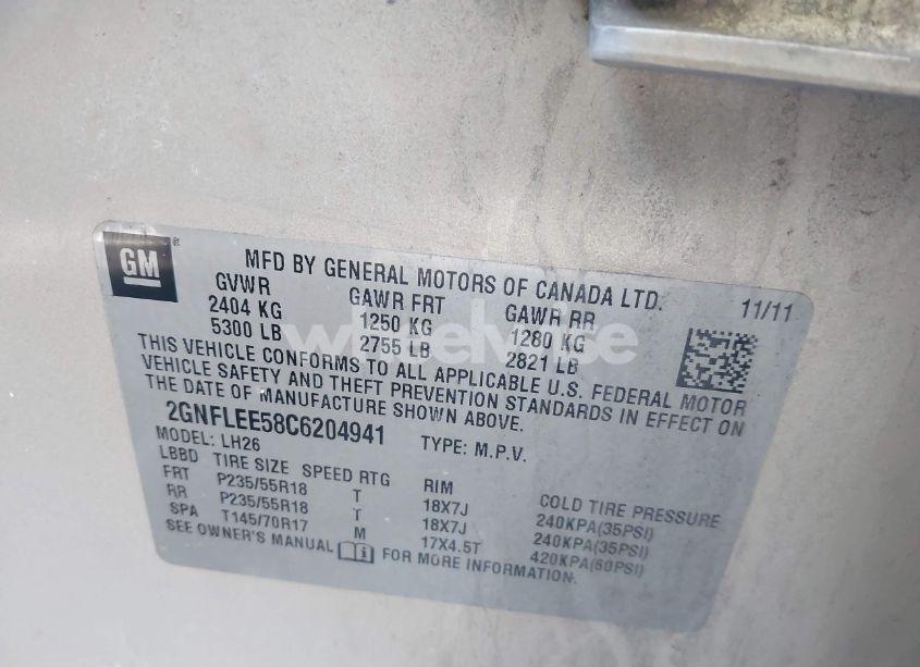 Photo 9 of 2012 Chevrolet Equinox 1LT (VIN 2GNFLEE58C6204941)