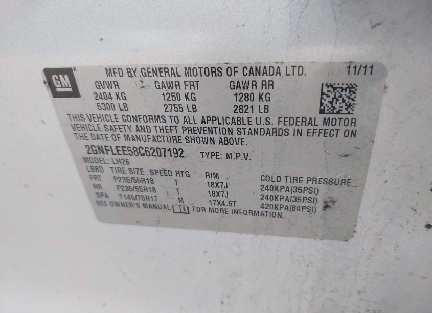 Photo 9 of 2012 Chevrolet Equinox 1LT (VIN 2GNFLEE58C6207192)