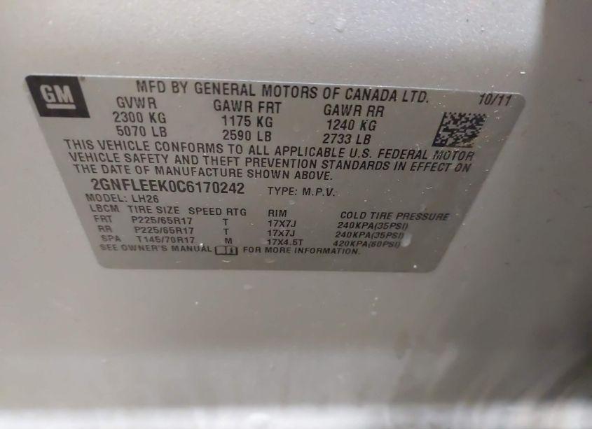 Photo 9 of 2012 Chevrolet Equinox 1LT (VIN 2GNFLEEK0C6170242)