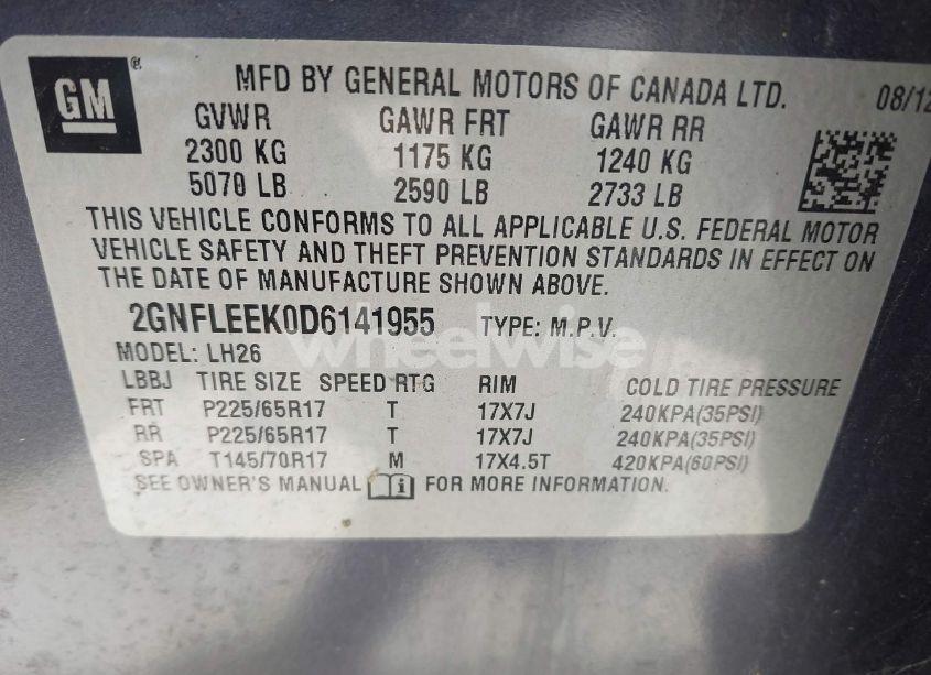 Photo 9 of 2013 Chevrolet Equinox 1LT (VIN 2GNFLEEK0D6141955)