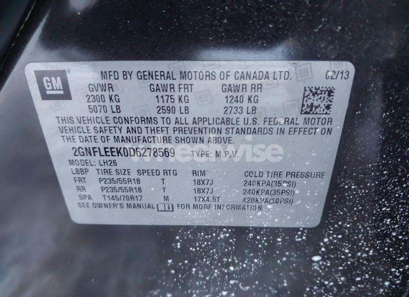 Photo 9 of 2013 Chevrolet Equinox 1LT (VIN 2GNFLEEK0D6278569)