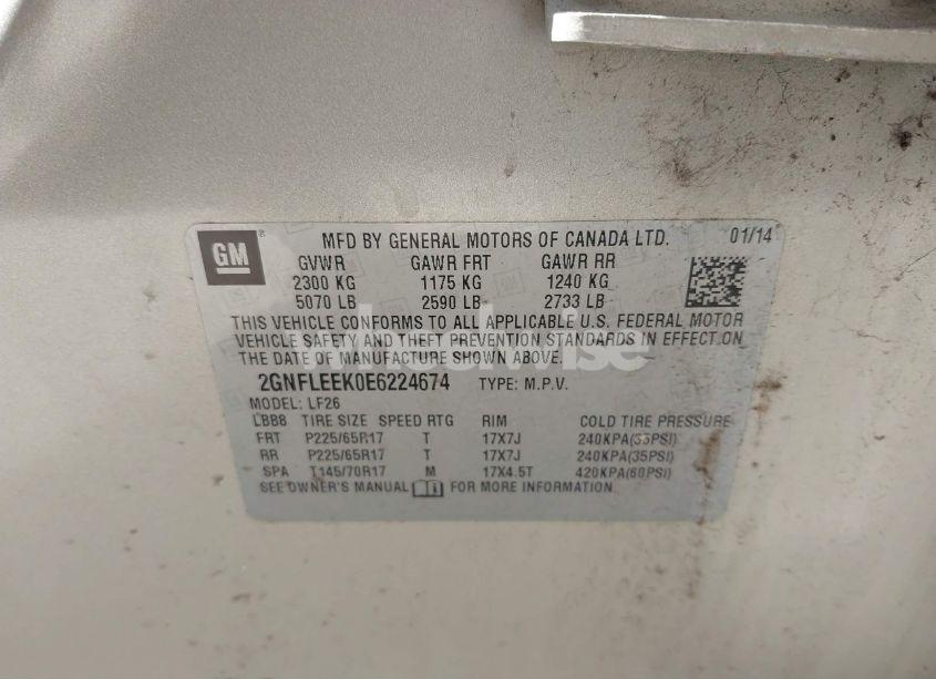 Photo 9 of 2014 Chevrolet Equinox LS (VIN 2GNFLEEK0E6224674)