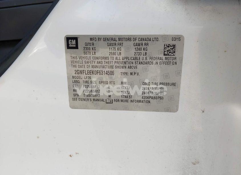 Photo 9 of 2015 Chevrolet Equinox LS (VIN 2GNFLEEK0F6314506)