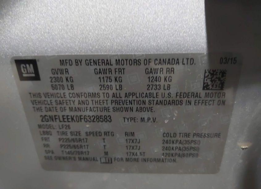 Photo 9 of 2015 Chevrolet Equinox LS (VIN 2GNFLEEK0F6328583)