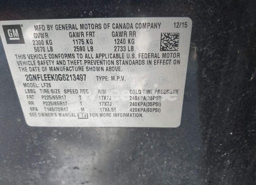 Photo 9 of 2016 Chevrolet Equinox LS (VIN 2GNFLEEK0G6213497)