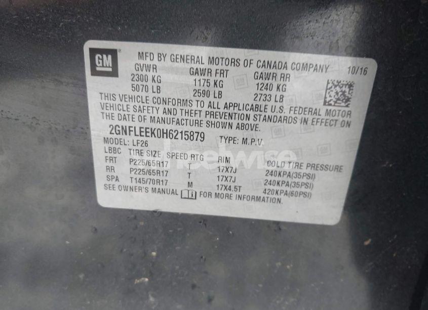 Photo 9 of 2017 Chevrolet Equinox LS (VIN 2GNFLEEK0H6215879)