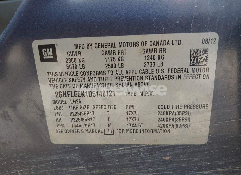 Photo 9 of 2013 Chevrolet Equinox 1LT (VIN 2GNFLEEK1D6140121)