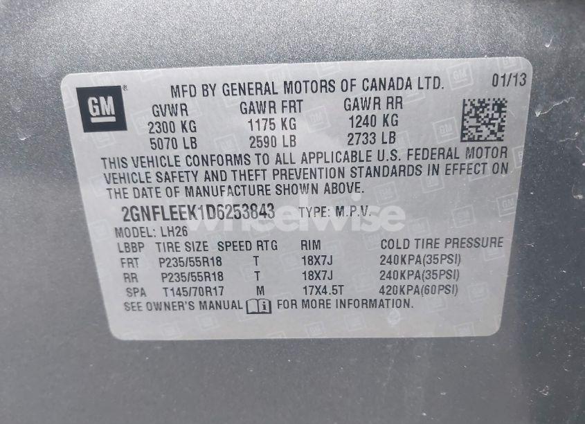 Photo 9 of 2013 Chevrolet Equinox 1LT (VIN 2GNFLEEK1D6253843)