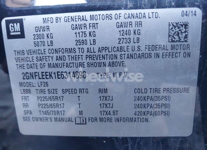 Photo 9 of 2014 Chevrolet Equinox LS (VIN 2GNFLEEK1E6314898)