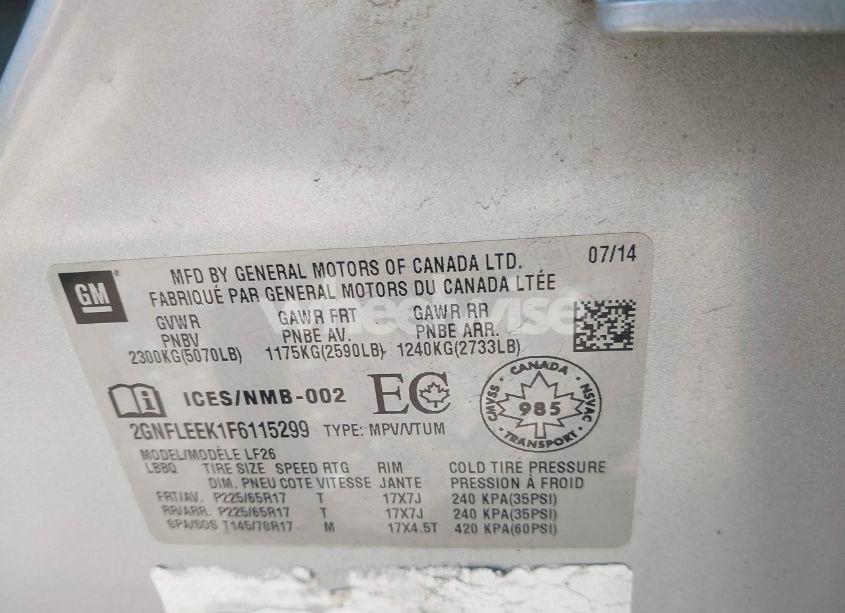 Photo 9 of 2015 Chevrolet Equinox LS (VIN 2GNFLEEK1F6115299)