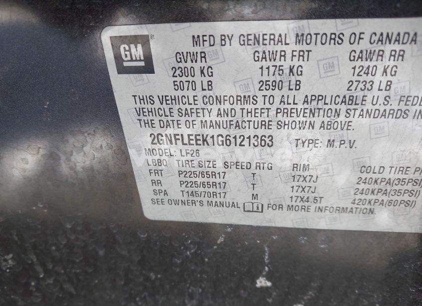 Photo 9 of 2016 Chevrolet Equinox LS (VIN 2GNFLEEK1G6121363)